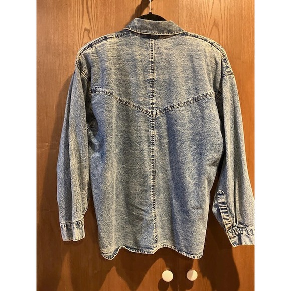 VTG Acid Wash Denim Embellished Western Style Button Shirt by Pretty Bleu Large‎ - Picture 2 of 6
